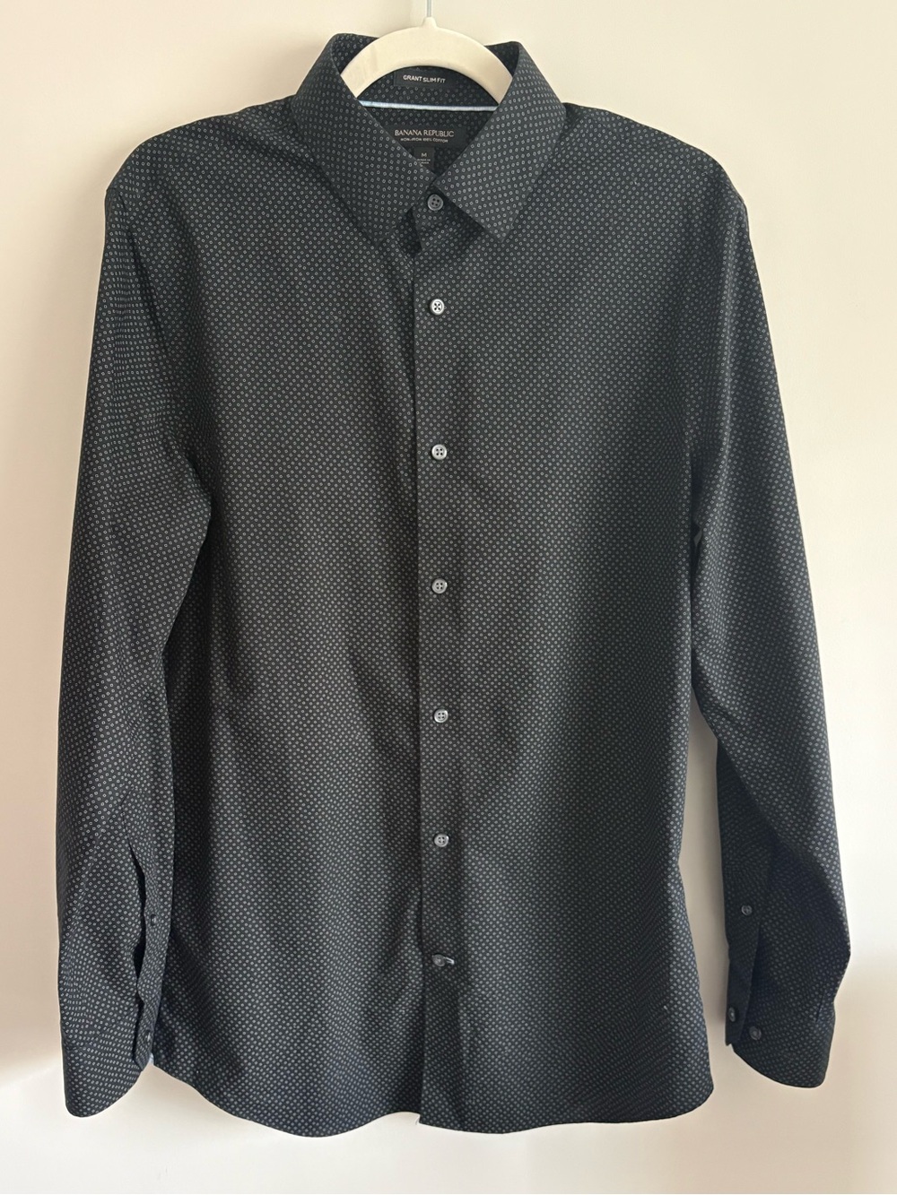 Banana Republic Men's Black Micro Dot Dress Shirt